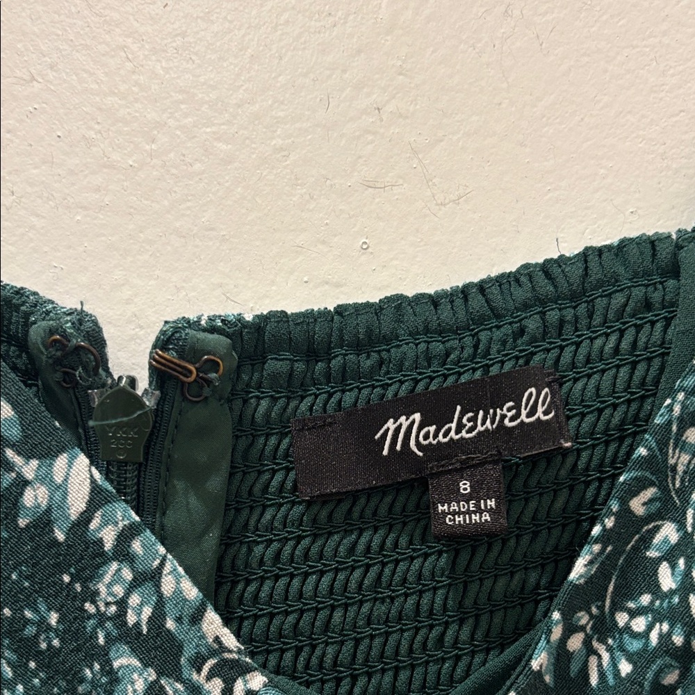 Madewell Women's Green Floral Puff-Sleeve Midi Dress - Picture 3 of 6